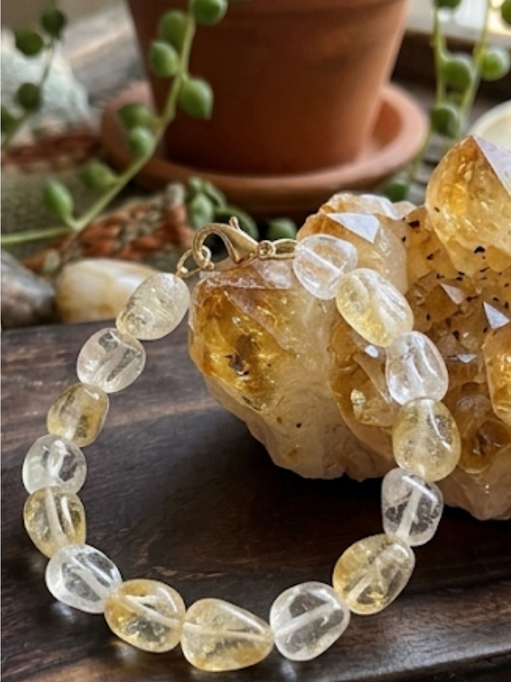 CITRINE  LUCKY TALISMAN Genuine Citrine Beaded Bracelet Natural  Gemstones